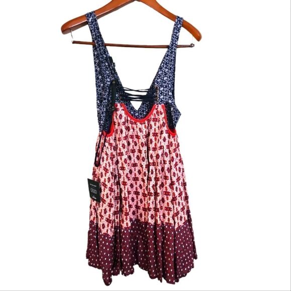 Lulus La Vie en Roses Navy Blue and Red Floral Print Dress Size Small, NWT - Picture 5 of 9